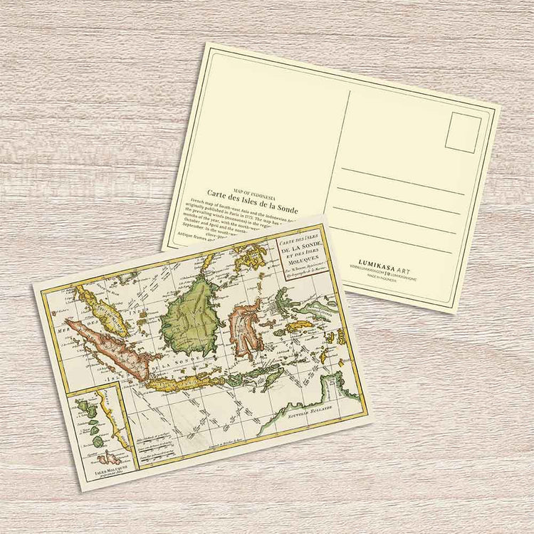 Lumikasa Art Postcard Carte des Isles de la Sonde