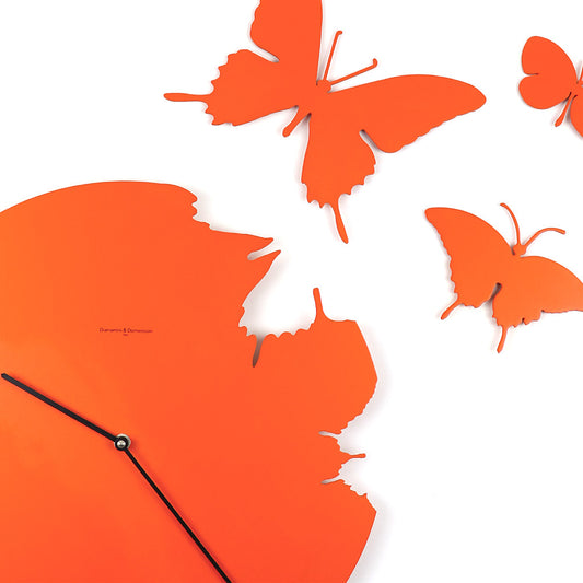 Butterfly Wall Clock Orange