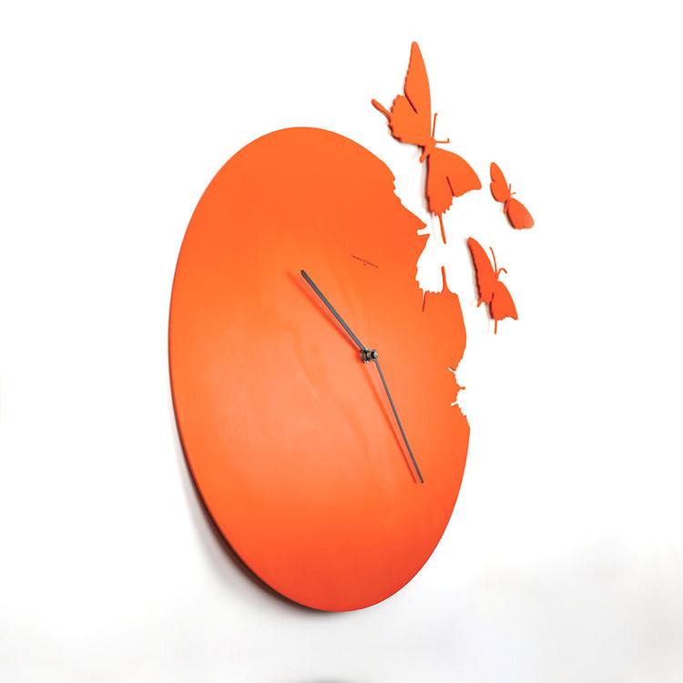 Butterfly Wall Clock Orange