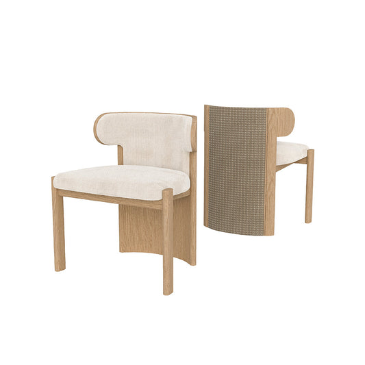 Liman Dining Chair Full Back Natural Beige with Weaving Pita