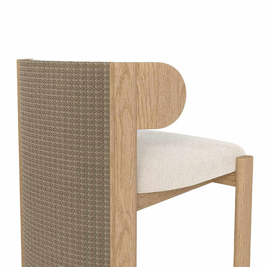 Liman Dining Chair Full Back Natural Beige with Weaving Pita