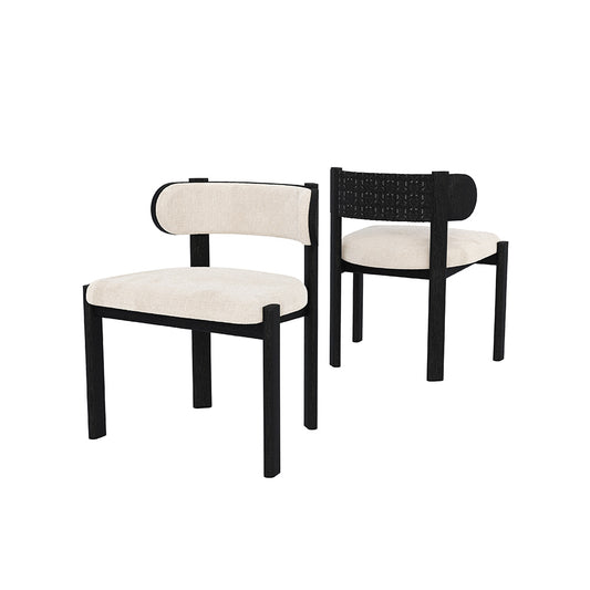 Liman Dining Chair Black Beige with Weaving Kepitang