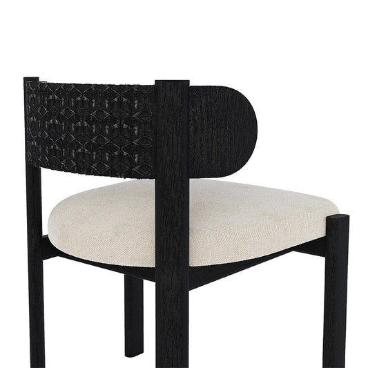 Liman Dining Chair Black Beige with Weaving Kepitang