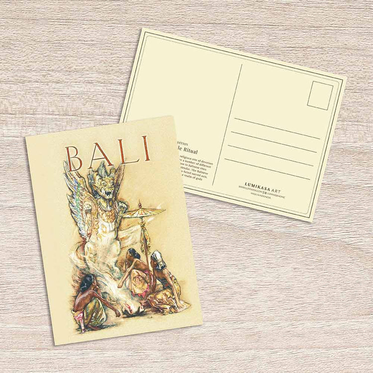 Lumikasa Art Postcard Balinese Temple Ritual