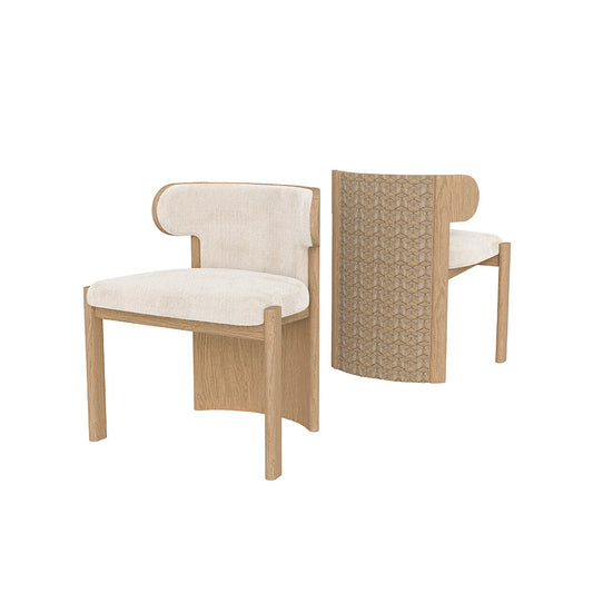 Liman Dining Chair Full Back Natural Beige with Weaving Kepitang