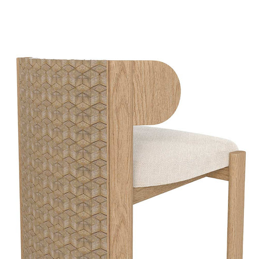 Liman Dining Chair Full Back Natural Beige with Weaving Kepitang