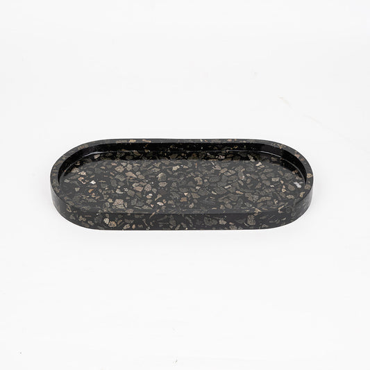 TMAC Plateau Terazzo Big Oval Charcoal Black Tray