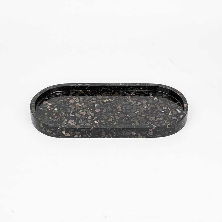 TMAC Plateau Terrazo Oval Charcoal Black Tray