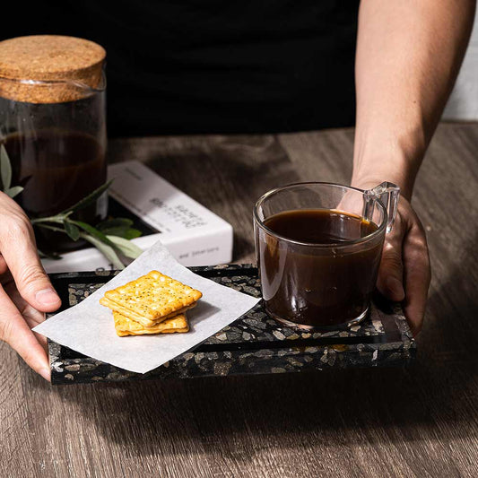 TMAC Plateau Terrazzo Square Charcoal Black Tray