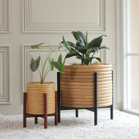 Super Rattan Full Moon Planters
