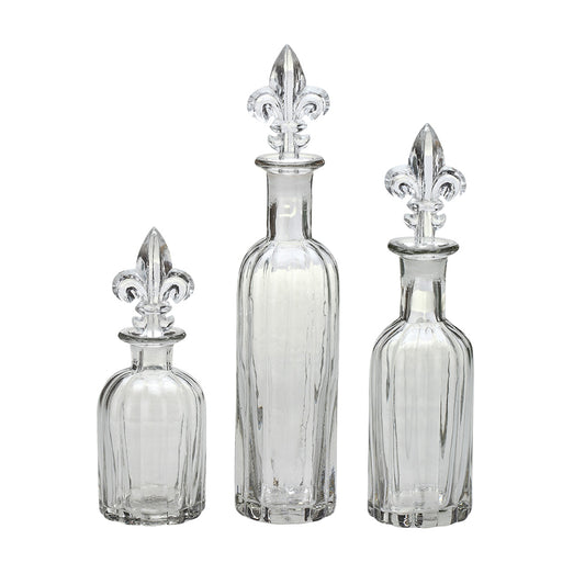 Lumikasa Botol Hias Kaca Fleur De Lis, Set of 3