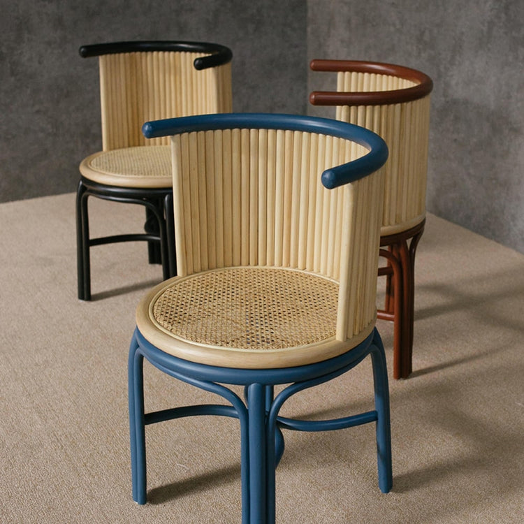 Super Rattan Half Moon Chair Blue