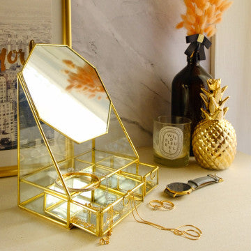 Harriet and Co Octagon Mirror Brass Box
