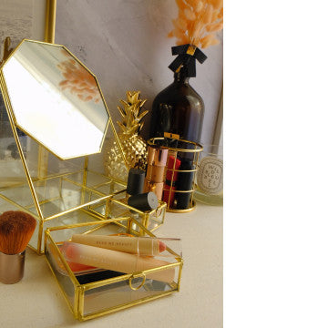 Harriet and Co Octagon Mirror Brass Box