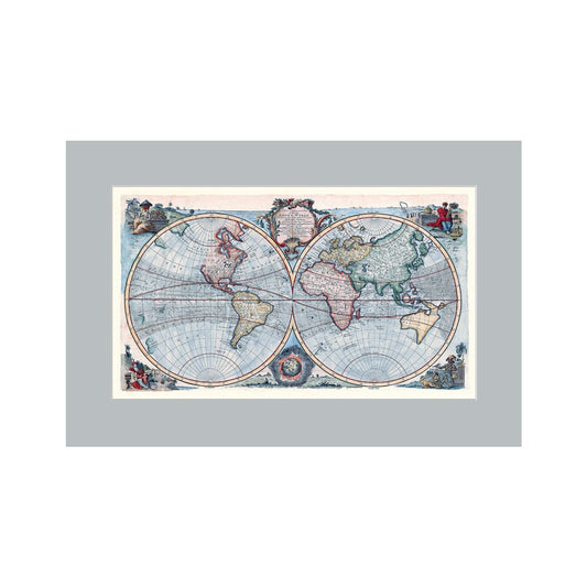 Lumikasa Art Map Of The Known World C. 1744 Cardboard Frame