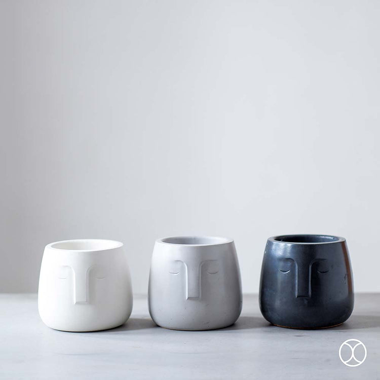 Concreate Moai Planters Black