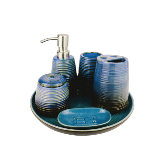 Lumikasa Ione Blue Brown Line Bathroom Set