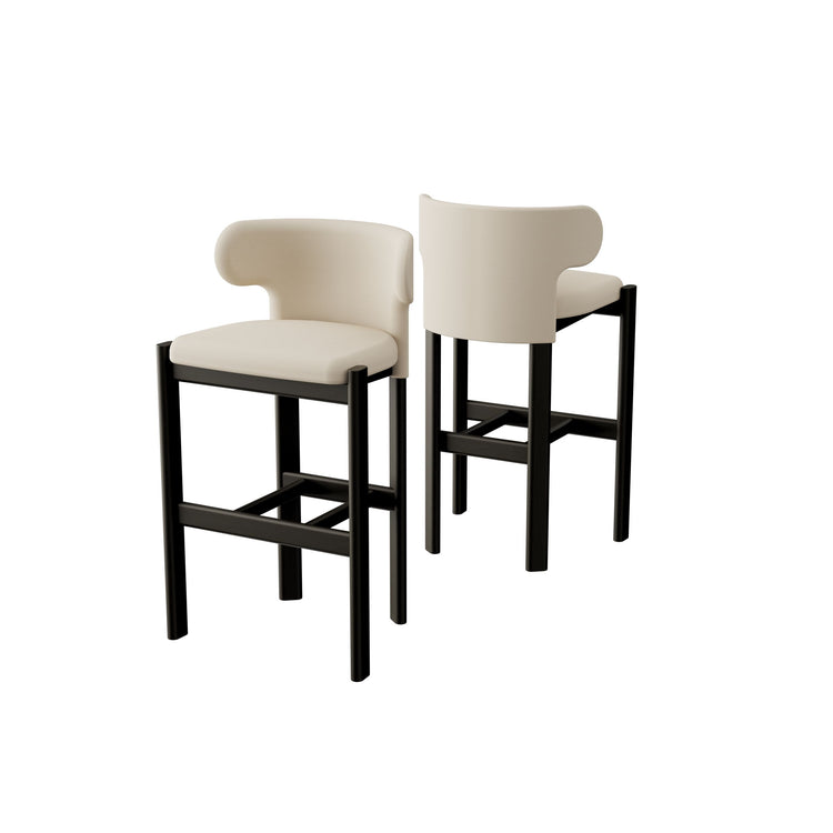 Liman Bar Stool Half Back Coffee Brown