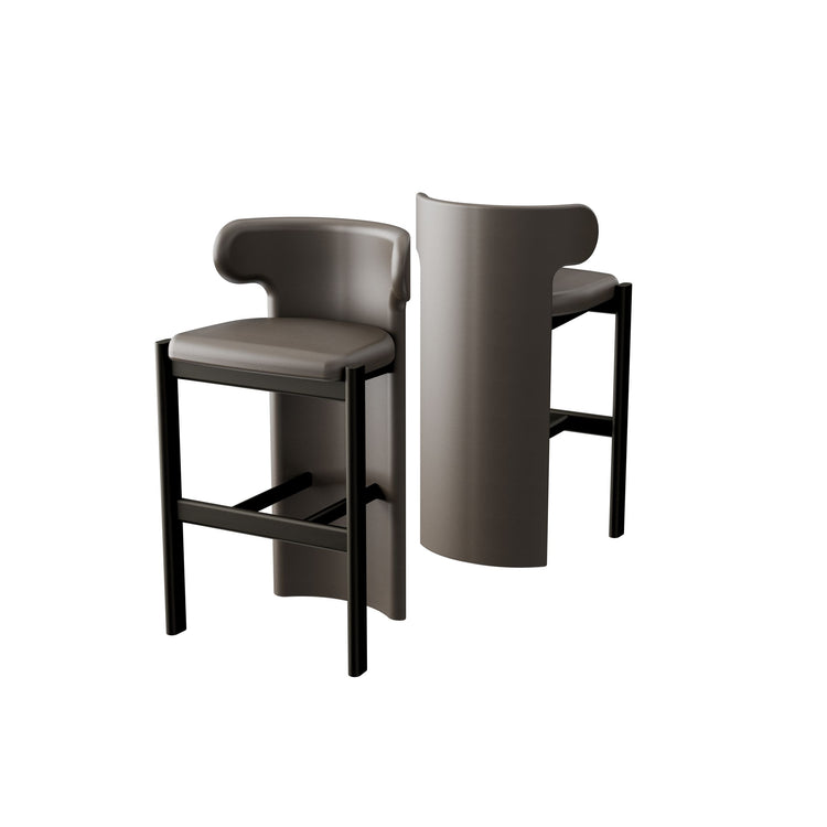 Liman Bar Stool Full Back Coffee Brown