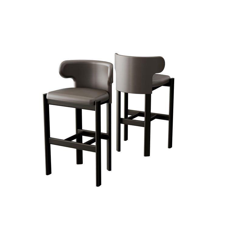 Liman Bar Stool Half Back Coffee Brown