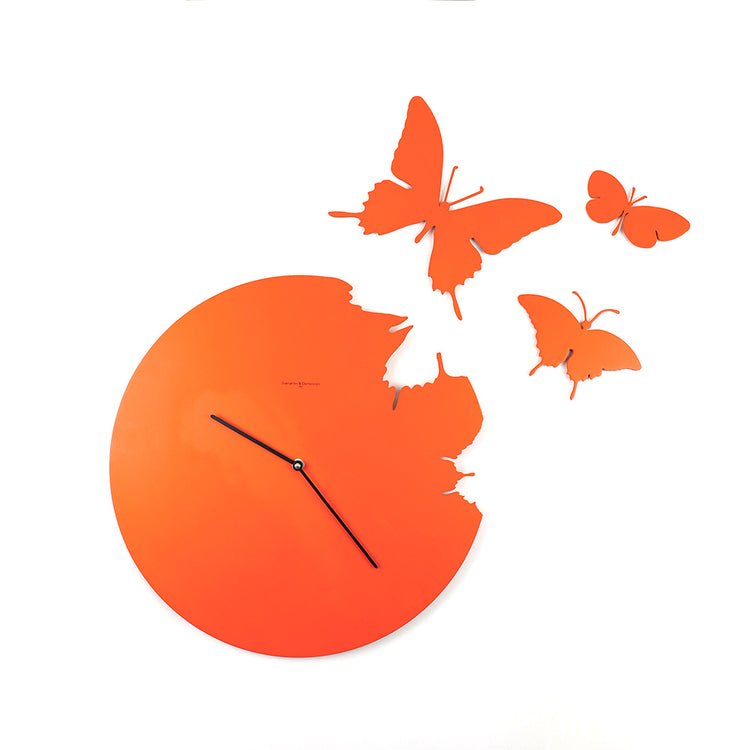 Butterfly Wall Clock Orange