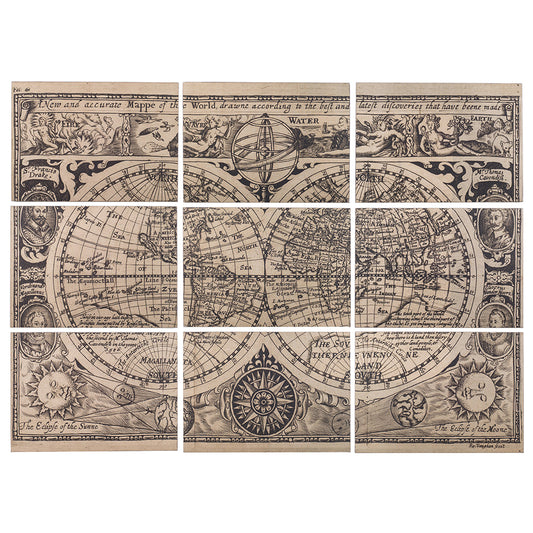 Lumikasa Wood Vintage World Map, Set of 9