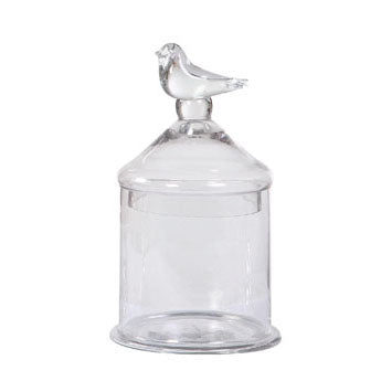 Lumikasa Glass Footed Container with Bird Lid Small