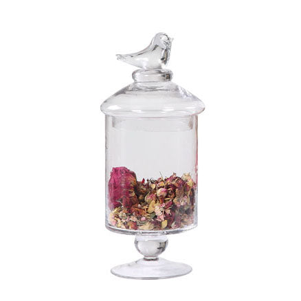 Lumikasa Glass Footed Container with Bird Lid Medium