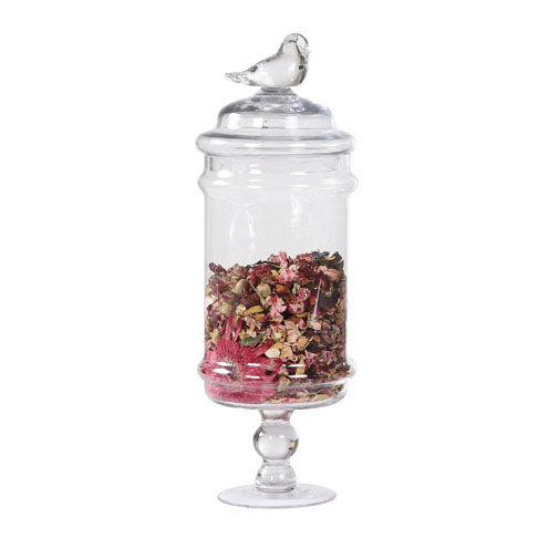 Lumikasa Glass Footed Container with Bird Lid Large
