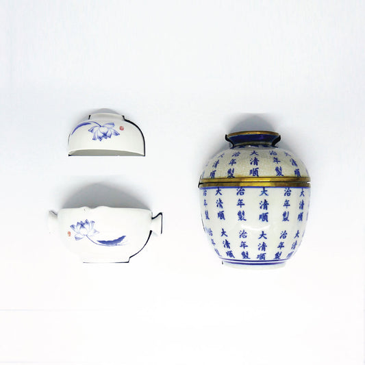 Jean and Hahn Scented Candle Gift Set of 3, Bleu Chinoiserie Collection Menthe Fraiche